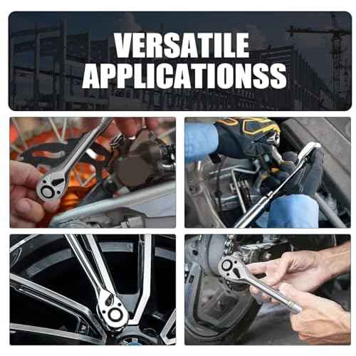 1/4 Inch Drive Ratchet Wrench, 72-Tooth Quick-Release Reversible Wrench, Chrome Vanadium Steel Wrench Tool, 5.8 Inch Length Full Polished Handle