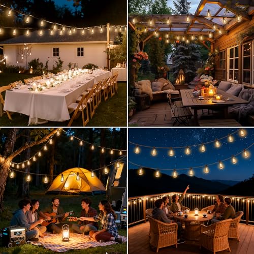 Skoiuc 100FT Warm White Solar String Lights Outdoor Waterproof with Remote & Timer