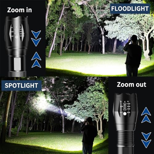 5 Pack Red Flashlight Rechargeable, Green Light Flashlight, Blue Light Flashlight£¬Long Range Powerful, 4 in 1 Multi-Color, White, Red, Blue and Green Lights, 4 Color Modes for Camping,Outdoor