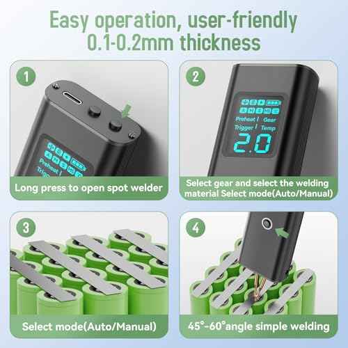 Battery Spot Welder, Battery Welder 99 Gear Adjustable Handheld Spot Welder with LCD Screen Automatic and Manual Modes Portable Spot Welding Machine for Welding Nickel Strips and Iron