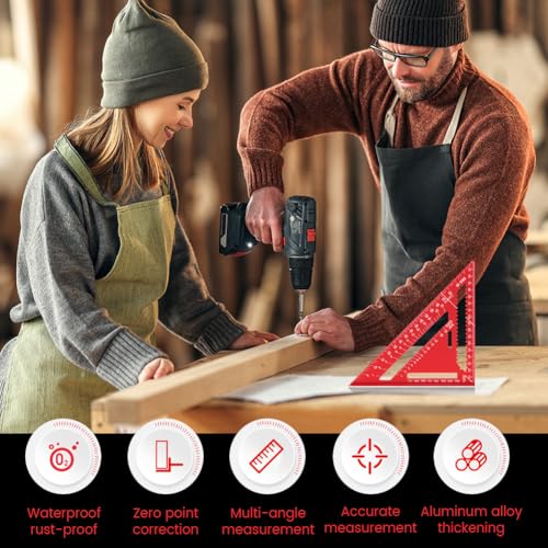 7-in Aluminum Carpenter Square Rafter/Framing Square with Red Finish – Qirvaten