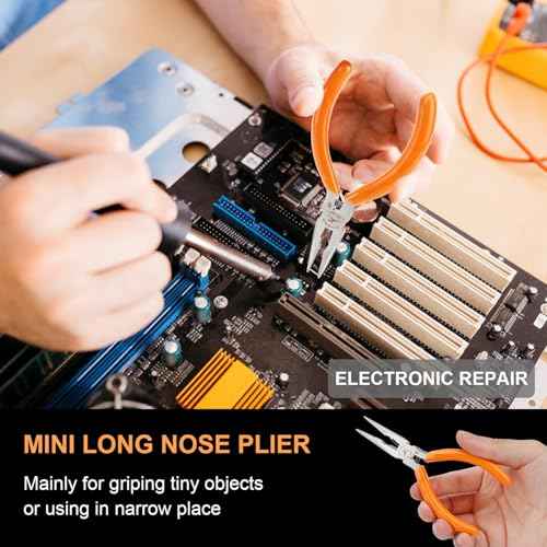 Rongon Small Needle Nose Pliers 5 Inch Precision Long Nose Plier Jewelry Pliers Tools Craftsman Tool Kit for Bending Wire, Handcraft, PCB Board, Working in Tight Areas