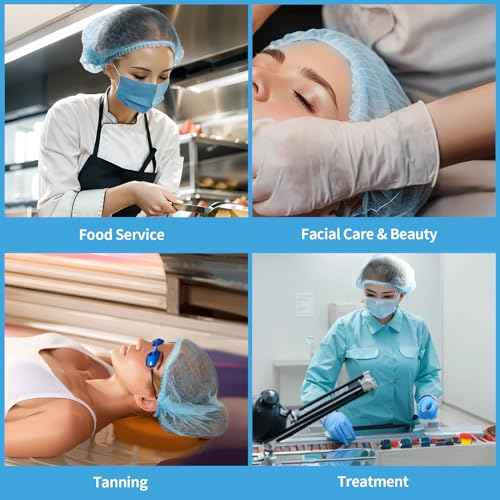 LEOBRO Hair Nets for Food Service Workers, 50PCS Hair Net, Hairnets for Foodservice, Kitchen Hair Nets for Women Men Cooking, Non-woven Bouffant Caps, Disposable Hair Cap Hair Cover, Blue, 21 Inch