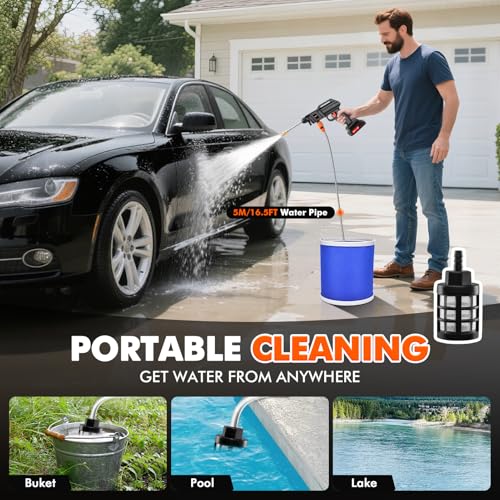 Hocamel RED Cordless Portable Handheld Washer with Foam Pot & Water Spray