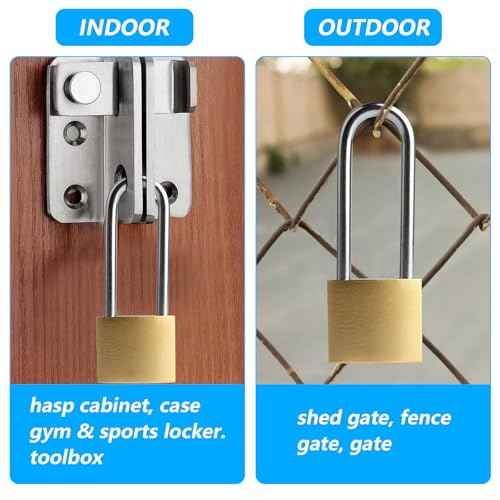 4 Pcs Padlock with Keys, 3.4 Inch Long Keyed Padlocks, Shackle Pad Lock with Keys, Lock and Key Set for Outdoor Fence Storage Unit Toolbox Shed Gym Locker Padlocks with Key
