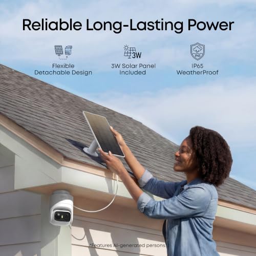Eufy Security Solocam eufyCam C37 Wireless Outdoor Security Camera with Solar Panel, 2K Resolution