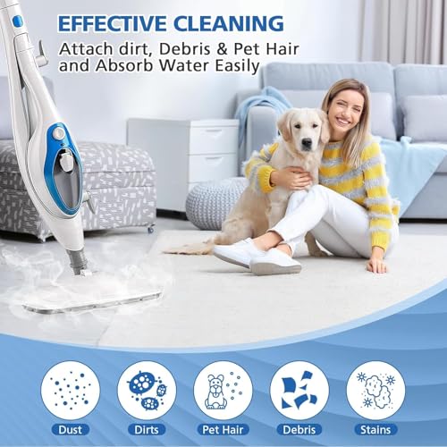 6 Pack Replacement Steam Mop Pads for PurSteam ThermaPro 10-in-1, LINNIW (Velcro Whole-Back, 6-Tab Compatible) - Variation: 6