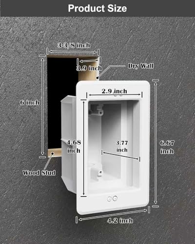 Magaliyo 1-Gang Recessed Outlet Box White for Wall Mount TV, GFCI & USB