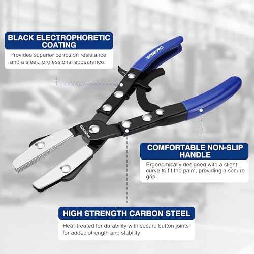 WORKPRO 3-Piece Ratcheting Hose Pinch Off Pliers Set, 8", 10", 12" Locking Hose Pinch Pliers Set with Storage Bag - for Radiator, Coolant, Automotive, Fuel Lines