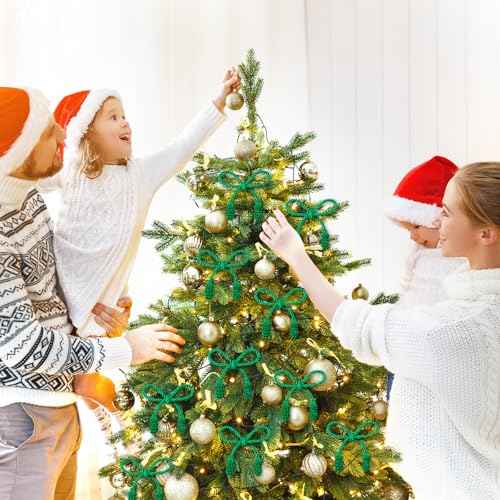 12pcs 20 Inches Christmas Garland Ties, Reusable and Flexible Xmas Garlands Wreath Twist Tie for Banister Railing Stairs Tree Home Holiday Decoration Craft Wrapping(Green)