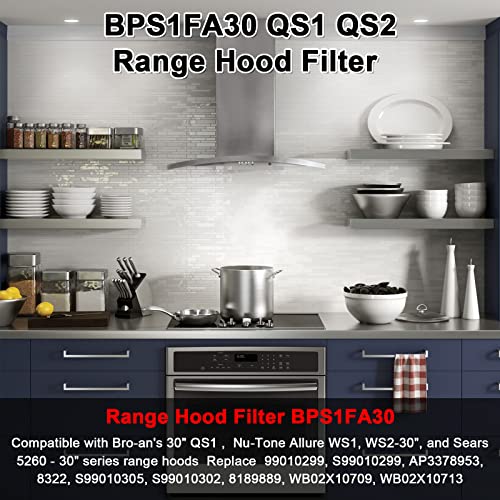 Fetechmate BPS1FA30 11.75 x 14.25 x 0.375 in Aluminum Range Hood Filter (2-Pack) for 30" QS1/WS1/WS2 & S99010305