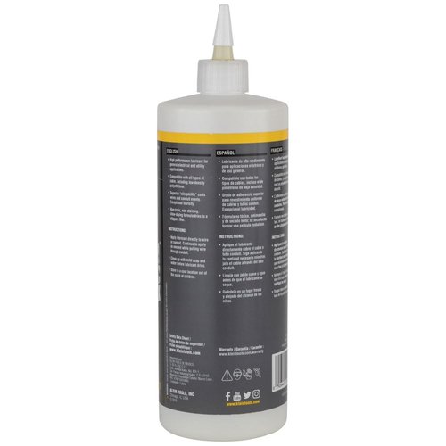 Klein Tools 51010 Wax Lubricant, Made in USA, Premium Synthetic Wax Wire and Cable Pulling Lubricant, 1-Quart Squeeze Bottle