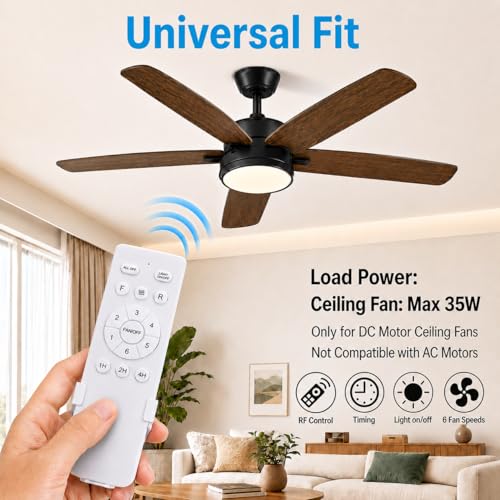 24V DC Ceiling Fan Remote Control Kit - 6-Speed & Timer - Universal Replacement for Low Voltage Fans