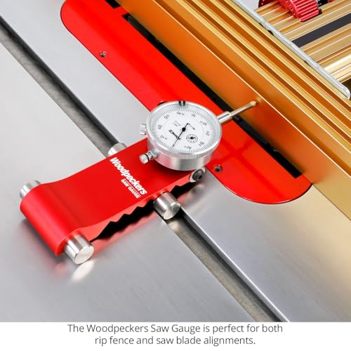 Woodpeckers Table Saw Gauge with Dial Indicator – Auto-Adjusts to Miter Slot, Case Included