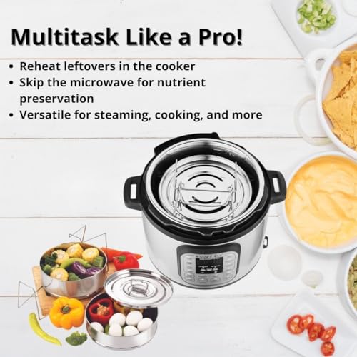 LNM Steamer Pans 6 Qt Stackable Stainless Steel Instant Pot Insert Pan - Pot-in-Pot Steamer Set