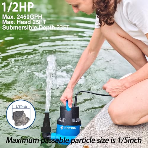 FOTING 1/2HP Submersible Water Pump for Pools, Ponds & Basements