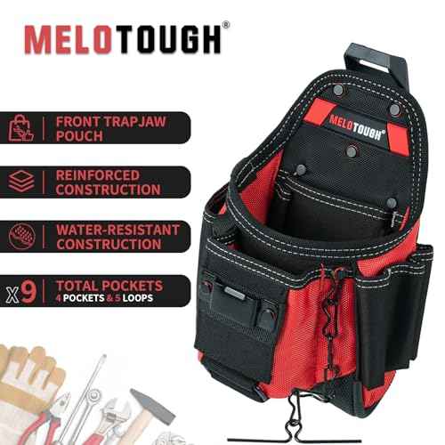 MELOTOUGH Small Electrician Tool Pouch Nail Screw Work Pocuh Tool Belt Pouch with Belt Clip Attachment Tradesman Tool Bag Pouch with Hammer Loop Electrician Tool Holster