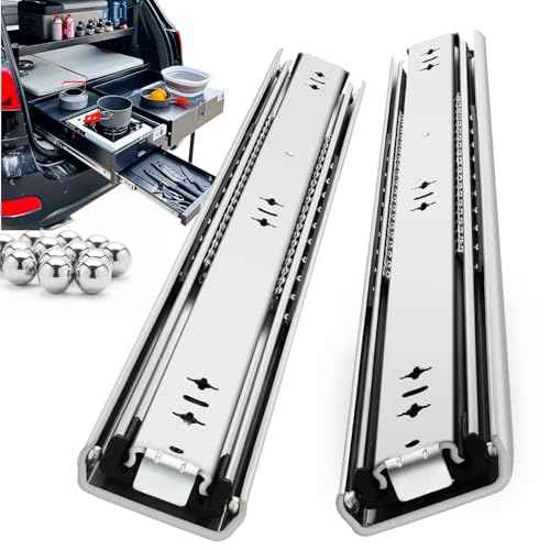 Heavy Duty Drawer Slides Full Extension Locking Runners with Lock 16 18 20 22 24 26 28 30 32 34 36 38 40 Inch Side Mount Ball Bearing Rails 500 Lb (Load:250 lb (No Lock) -W:53mm, 22 inch)