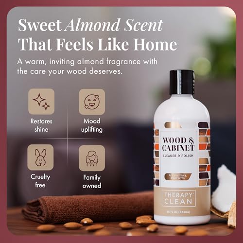 Therapy Wood Cleaner & Polish Pack of 1 with Microfiber Cloth - 16 oz Restores Cabinets & Furniture