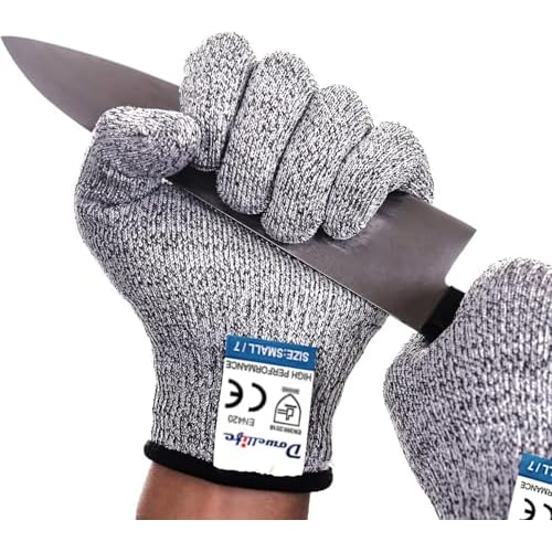 Dowellife Cut Resistant Gloves Food Grade Level 5 Protection, Safety Kitchen Cut Gloves for Chef Oyster Shucking Mandolin Knife Butcher Meat Cutting