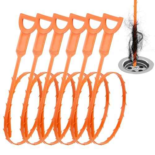 Drain Clog Remover, 25-Inch Drain Hair Removal Tool, Drain Hair Remover Plumbing Snake, Drain Cleaner Hair Clog Remover, Shower Drain Hair Catcher, Easy & Quik to Use on Most Drains - 6 Pack