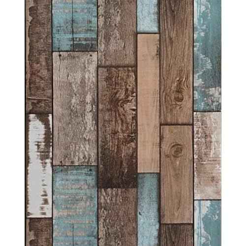 EeeComing 118''x17.7'' Wood Wallpaper Peel and Stick Wood Look Grain Plank Contact Paper Vintage Wall Paper Stick and Peel Self Adhesive Removable Wallpaper Rustic Distressed Faux Vinyl Roll