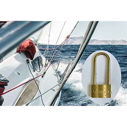 Weather Proof Lock, Solid Brass Padlock with Brass Long Shackle, 1-1/2" Wide, Light Duty Small Marine Grade Padlock