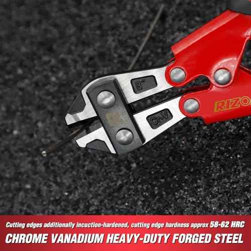 Rizom 8-inch Mini Bolt Cutter, Spring Loaded Wire Cutters Heavy Duty, CR-V Steel Blade for Wire, Cables, Chains, Small Screws