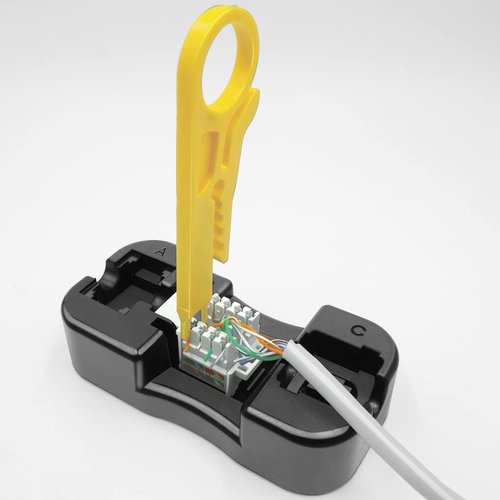 NECABLES 1+1Pack Keystone Jack Punch Down Stand and Small Plastic Punchdown Tool with Stripper