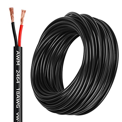 Lesnlok 50FT 18AWG 2 Conductor PVC Copper Wire for LED Lighting, Automotive, Solar