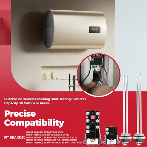 NISHCON EWH-01 Electric Water Heater Tune-Up Kit with 2 Elements & Thermostats