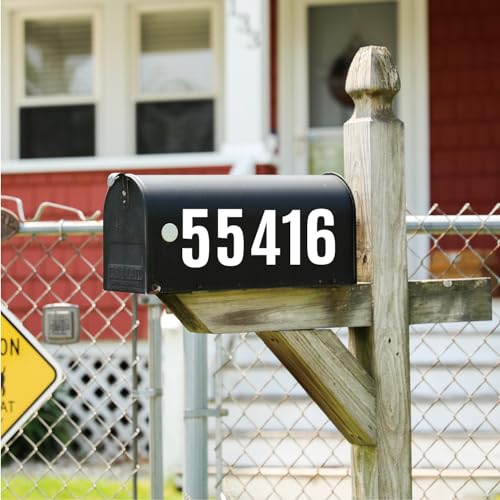 GHYPL Black 3 Inch Waterproof Vinyl Mailbox House Number Stickers - 6 Sheets