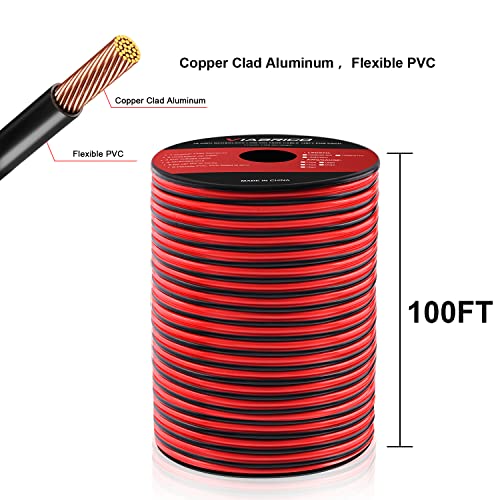 VIABRICO 16AWG 100FT Low Voltage Automotive Wire - 2 Conductor 12V Cable