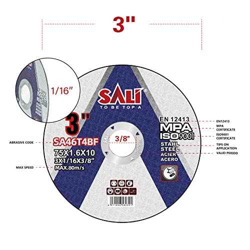 SALI 6 Pack Cut Off Wheels 3 Inch General Purpose Metal Cutting Wheel for 3 in Angle Grinders and Die Grinders- Cutting Disc Aggressive Cutting 3" x 1/16" x 3/8" Operating Up to 20380 RPM and 80 M/S
