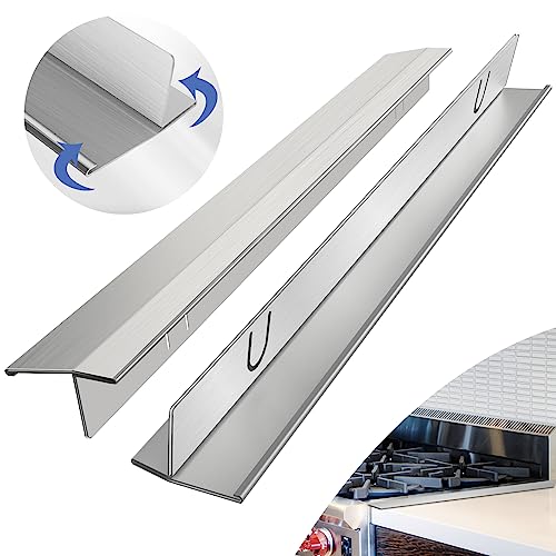 Oiyue 13.8"-27.6" Adjustable Stainless Steel Stove Gap Cover, Heat-Resistant Silver (2 Packs)