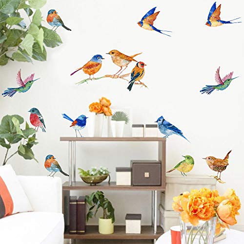 IARTTOP Watercolor Birds Wall Decal Creative Flying Bird Sticker Spring Window Birds Decal for Living Room Window Classroom Nursery Wall Art Modern Home Decor (23Pcs)