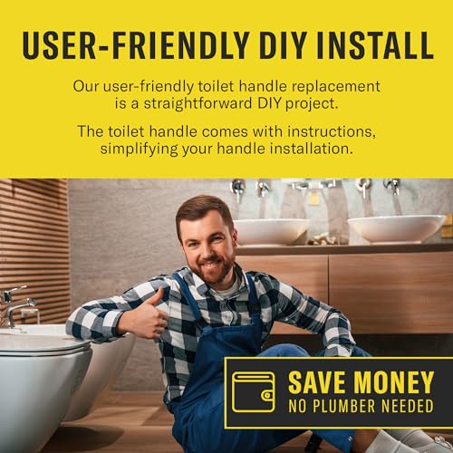 Qualihome Brass Polished Front Mount Toilet Handle Replacement Kit - Heavy-Duty Flush Lever
