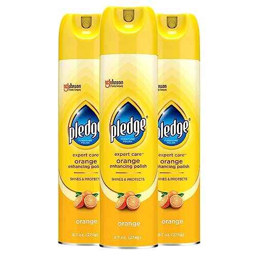 Pledge Enhancing Polish, Wood & Furniture Spray, Orange Scent, 9.7oz (Pack of 3)