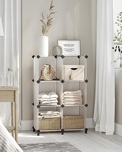 SONGMICS 6 Cube Storage Organizer White 11.8x11.8x11.8 Inches DIY Closet Shelf