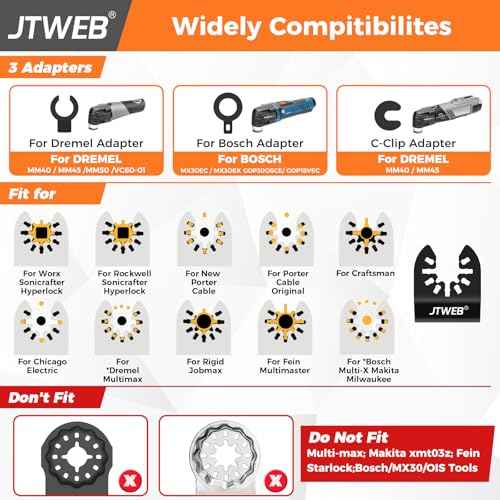JTWEB Titanium Oscillating Tool Blade, 5PCS Oscillating Saw Blades Metal Cutting Multi Tool Blades Kits Wood and Metal Nails Plastic, Multitool Blades for Milwaukee Bosch Dremel Rockwell