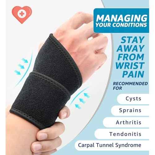 HiRui 2 Pack Wrist Brace Wrist Wraps for Carpal Tunnel Arthritis Tendonitis Sprains Pain Relief, Wrist Compression Straps for Workout Sports, Day & Night Support Adjustable Fits All (Black)