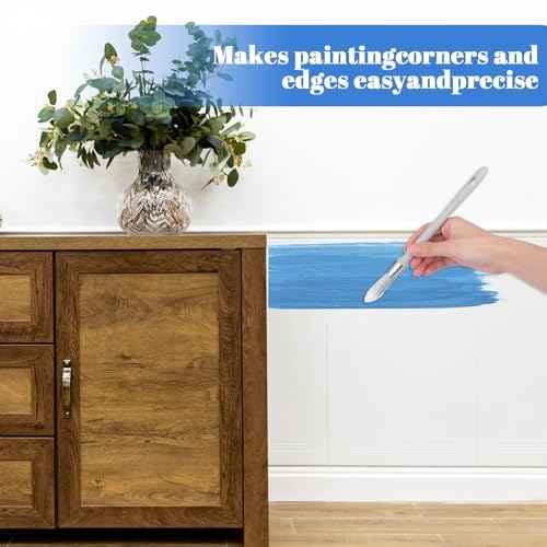 4Pcs Paint Brushes for Walls, 0.45/0.6 Inch Small Paint Brush Edge Painting Tool for Decorating, Round Paints Brushes, Trim Paints Brush for Baseboards, House Wall Corners, Touch up Painting