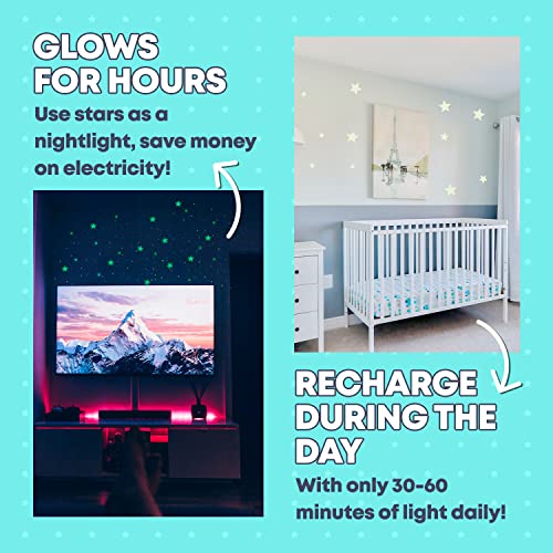 LUMOSX 220 pcs Glow in the Dark Ceiling Stars with Moon & North Star, Reusable Putty