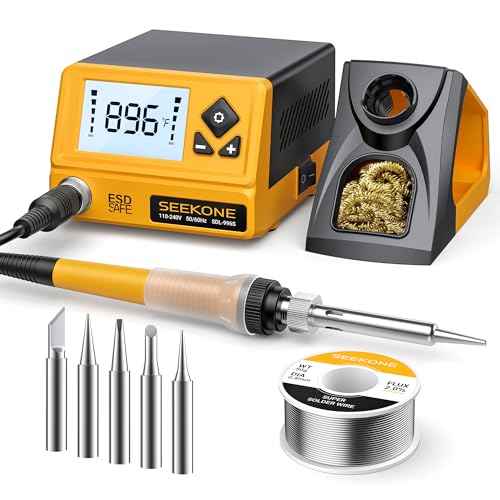 SEEKONE 60W Soldering Station 356¡ÆF - 896¡ÆF£¨180¡É - 480¡ɣ©Soldering Iron Station with 5 Extra Iron Tips, ESD Safe, 3 Preset Channels, ¡ÆC/¨¬F Conversion, Auto Sleep, Calibration Support & Power-on Memory