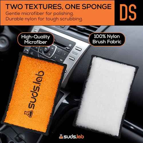 Suds Lab DS Microfiber Detailing Scrub Pad 2 Pack - Car Interior Cleaning & Detailing Microfiber Scrub Pads - Safe On Leather, Vinyl, Plastic, Etc.