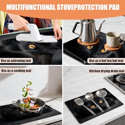 Seewan 28" x 20" Anti-Slip Electric Stove Top Cover (Cat) - Heat-Resistant Cooktop Protector
