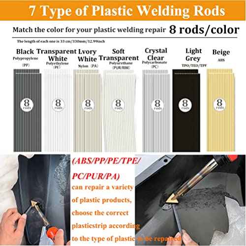 100W Plastic Welder, 2-in-1 Plastic Welding Kit with Soldering Iron Tips & 56Pcs Rods, 3-Speed Temperature Control Soldering Iron Gun, Professional Surface Repair Tool for Car Bumper,Dashboard, Kayak