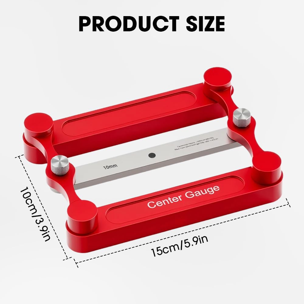 Yonynn Center Gauge & Doweling Jig Kit, Self-Centering Doweling Jig with 1/4", 5/16", 3/8" Drill Guides + Stainless Steel Center Gauge, Marking Gauge Woodworking Tool (Metric & Inch) (3)