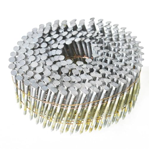 Findmall 2-Inch Wire Collated Nails 15-Degree Ring Shank Galvanized 3600 Pack for Gun CN57/CN65/CN70