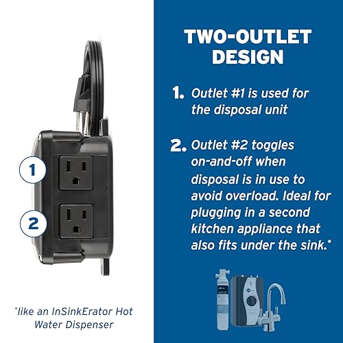InSinkErator Garbage Disposal Air Switch Kit - Satin Nickel, Single Outlet, Sink Top Button